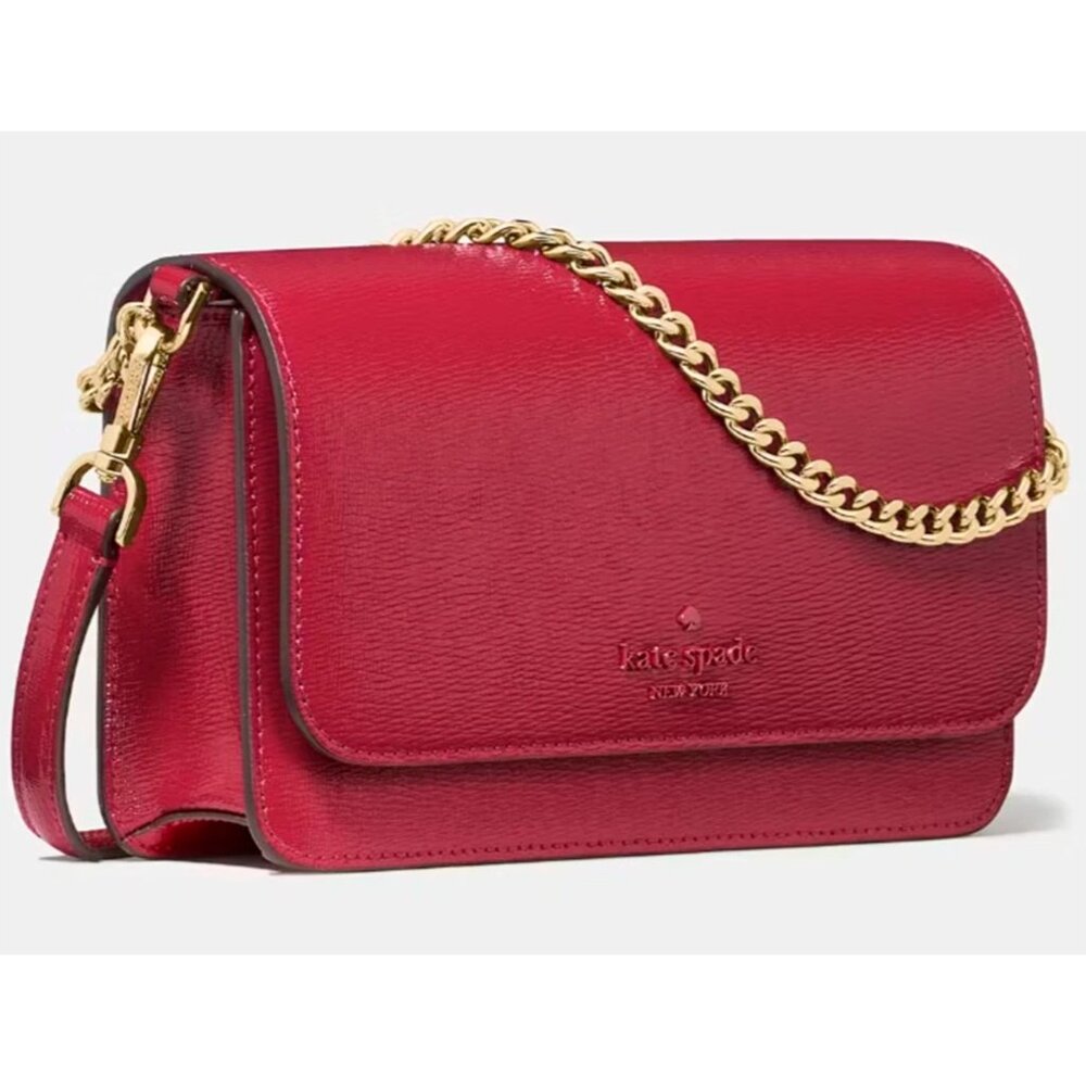 S Kate Spade Madison Willow Flap Dark Red Leather Crossbody Purse KN224 Bag $299